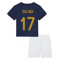 Koszulka piłkarska Francja William Saliba #17 Strój Domowy dla dzieci MŚ 2022 tanio Krótki Rękaw (+ Krótkie spodenki)